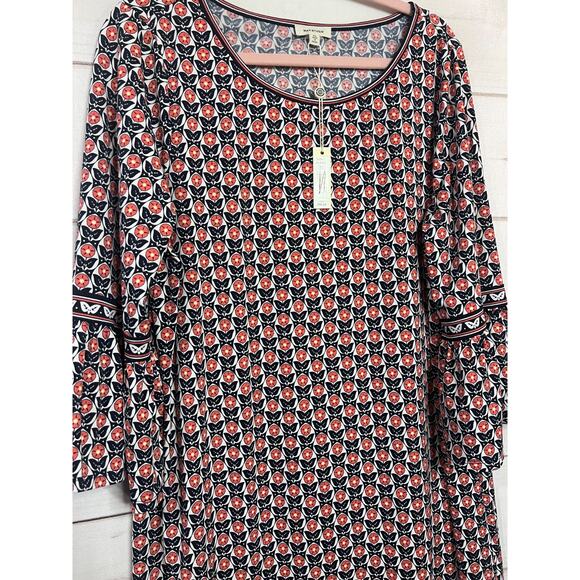 Max Studio Size XL NWT Dress Black Rust Floral Print Long Sleeves - Picture 6 of 6